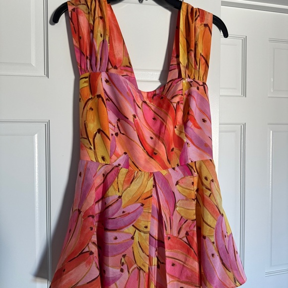 🍍FARM RIO Pink Ombre Bananas Cross Back Maxi Dress - Picture 12 of 16